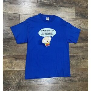 Vintage 2003 Stewie Griffin Funny Quote Graphic T-Shirt Blue Large Family Guy